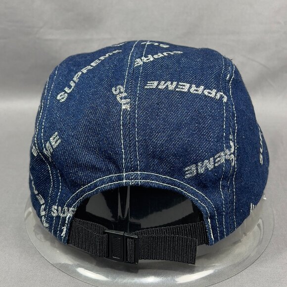 Supreme Strapback Clip Hat 5 panel Blue Denim Streetwear Box Glitter USA Mens - Picture 3 of 16